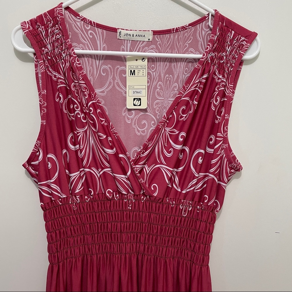Dress Summer Maxi Sleeveless Smock Waist hot pink fashion choose your size - Picture 12 of 14